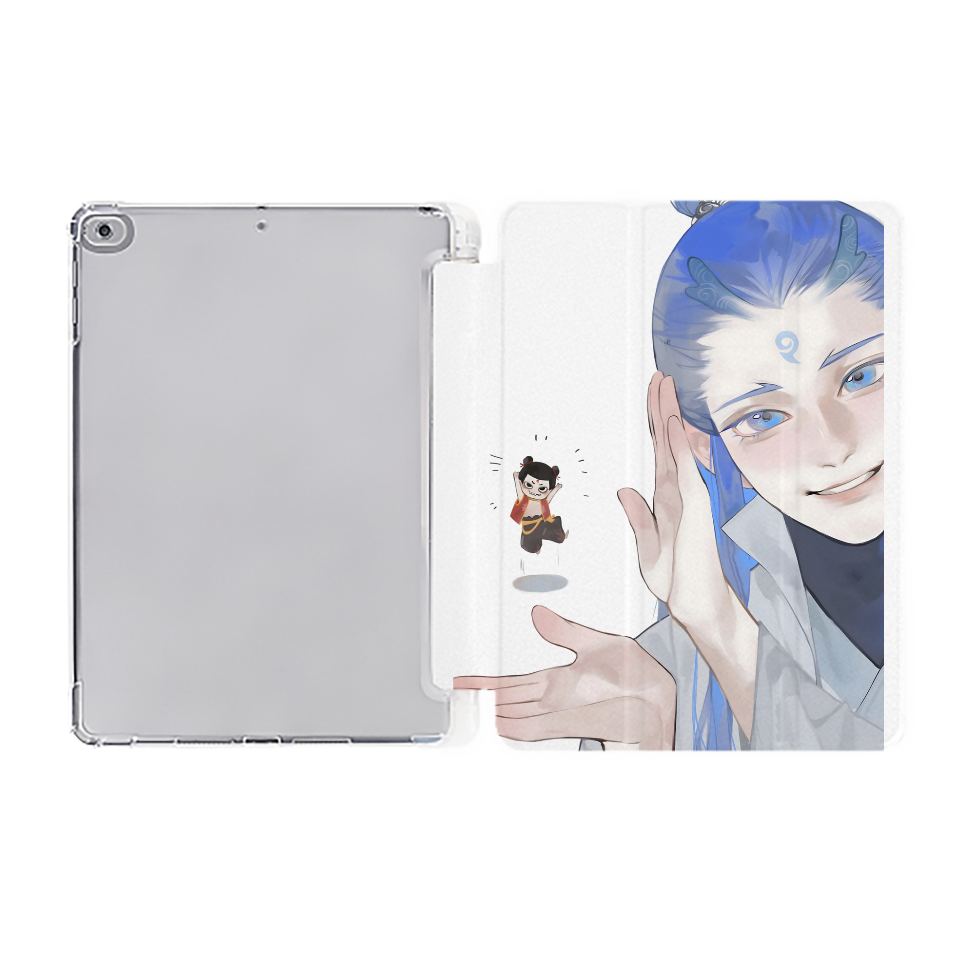 （画像用） Ne Zha 2 ナタ 魔童の大暴れ IPad ケース ペン収納付き 三つ折りスタンド PUレザー×シリコン 対応機種9.5/10.5/10.9インチ